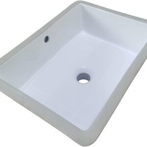 KINGWONG 18 Inch White Rectangle Vessel Sink for Bathrooms 18.3" x 13.78"